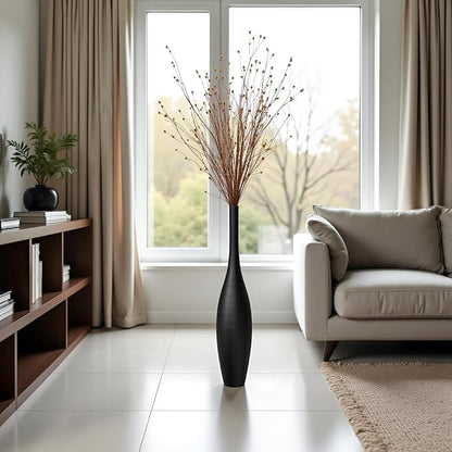 Black Vase Tall Black Floor Vases, 27.5 Inch Modern Tall Vases for Living Room Modern Floor Vase for Living Room Corner Office Home Decor