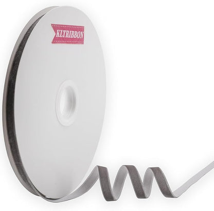 Nylon Velvet Ribbon Single Faced,3/8 Inch X 25Yards Spool (Grey)