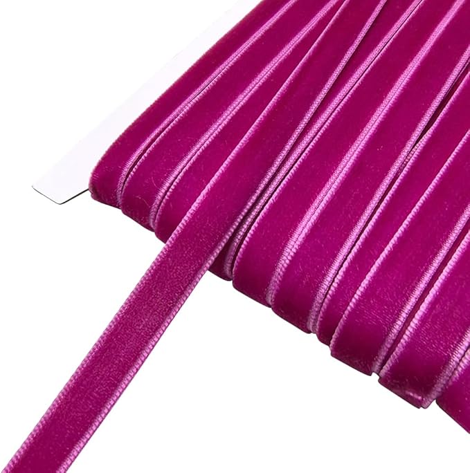 Chenkou Craft Fuschia 25 Yards 3/8" (10mm) Velvet Ribbon Lots Bulk (Fuschia, 3/8"(10mm))