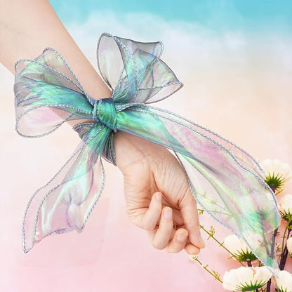 Iridescent Green Sheer Chiffon Ribbon – 2.4" Wide x 40 Yards – Perfect for Christmas Gift Wrapping, Floral Bouquets, Wedding Decor & DIY Crafts