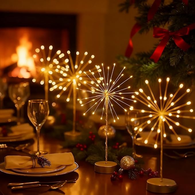 Nest and Flowers Table Lights, Firework LED Decorative Lamp, Christmas Decoration for Party, Romantic Ambient Lighting for Bedroom Living Room, Indoor Decor Gift for Family & Friends(1PC,White Light)