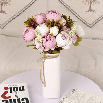 Fule 2 Pack Large Artificial Peony Silk Flower Bouquets Arrangement Wedding Centerpieces (Light Purple)
