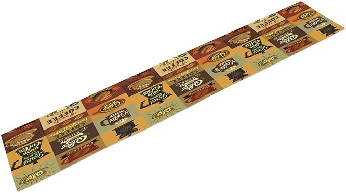 Coffee Table Runner,Vintage Style Coffee Beans Cups Theme Design Pattern Print Tablecloth Burlap for Hotel Indoors Outdoor Dining Room Kitchen Holiday Party, 13x80in