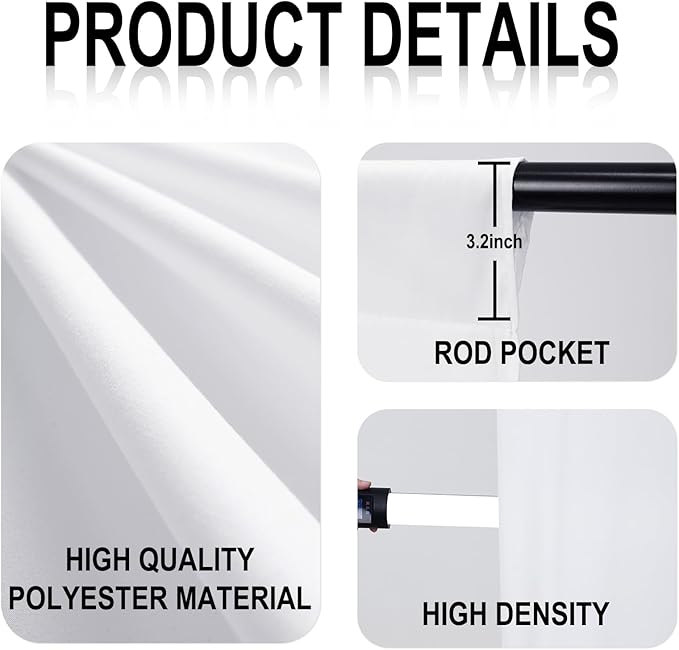 GFCC White Backdrop - 10FTX12FT White Photo Backdrop for Photoshoot Background for Photography Screen Video Recording Picture Background