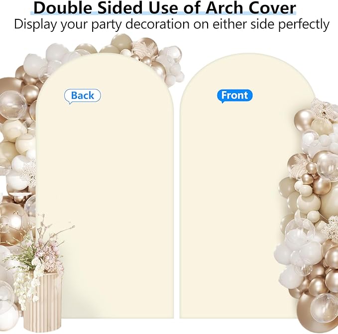 HEMMOTOP 7.2 ft Beige Arch Backdrop Cover (No Arch Stand), Ivory Spandex Arch Covers Stretchy Backdrop for Balloon, Wedding, Birthday Party, Baby Shower, Banquet Arch Decoratio