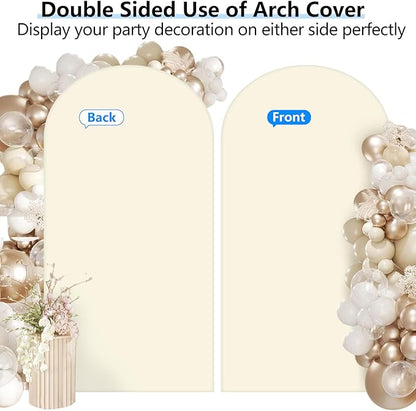 HEMMOTOP Beige Arch Backdrop Cover (No Arch Stand), 6 ft Spandex Arch Covers Stretchy Backdrop for Balloon Arches, Wedding, Birthday Party, Baby Shower, Banquet Arch Decoratio
