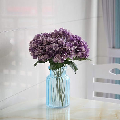 Kimura's Cabin 6Pcs Artificial Silk Hydrangea Flowers Fake Hydrangea Bouquet for Home Table Centerpieces Wedding Garden Party Decoration (Purple)