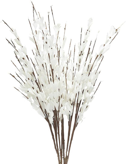 UiiziC Artificial Flowers Jasmine 8 PCS 31"/80cm Faux Plants Bulk Fake Flower Bouquet for Vase Fillers Floral Arrangement Wreath Wedding Party Bouquets Garden Centerpieces Decor (White)