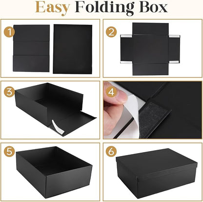 Gift Box, 16.5x13x5.5 inches Large Black Gift Boxes with Lids for Presents, Birthday Box Contains Card Ribbon Shredded Paper Filler, Gift Wrap Boxes for Valentine Mother's Day Christmas Anniversary