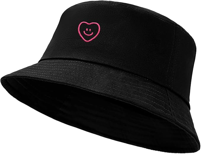 Fashion Embroidered Bucket Hat Cotton Summer Beach Sun Hat for Women Men Teen