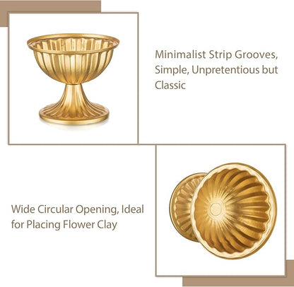 Sziqiqi Mini Gold Flower Arrangement Pots for Centerpiece Table Decorations Metal Vase Urn Planter Decor for Home Wedding Party Christmas (3.7IN-2PCS, Gold)
