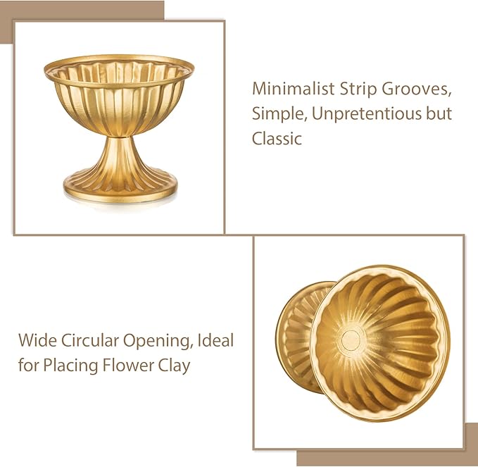 Sziqiqi Gold Flower Arrangement Pots for Centerpiece Table Decorations Metal Vase Urn Planter Decor for Home Wedding Party Christmas (3.7IN-10PCS, Gold)
