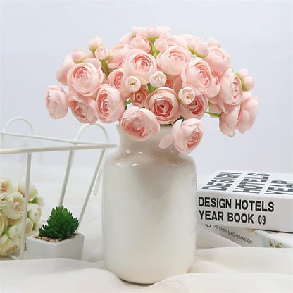 24Pcs Ranunculus Artificial Flower, 16 Inch Faux Silk Mini Ranunculus Flowers Bulk Fake Wedding Filler Flowers for DIY Bouquet Centerpieces Arrangements Bridal Shower Decorations (Light Pink)