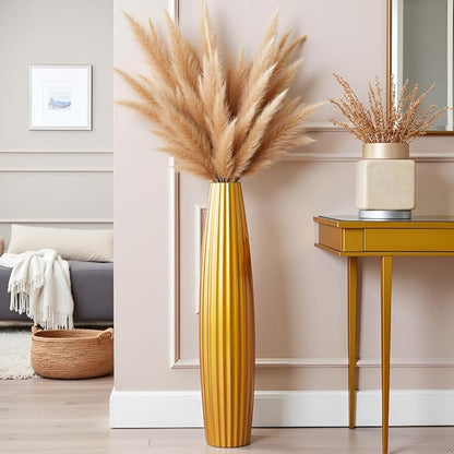 Floor Vases, Tall Floor Vase 23.6 inch (60CM, 1.96FT) Tall Vases, Sturdy Gold Vase for Living Room Decor, Resin Gold