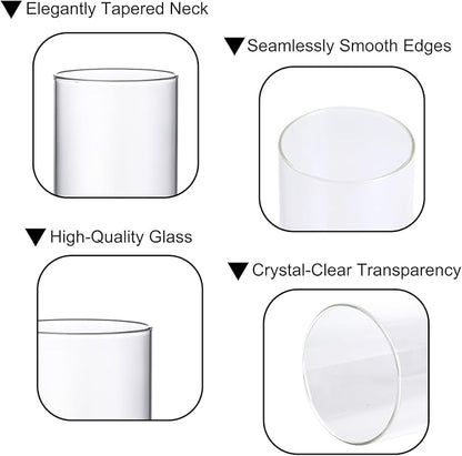 PHOSPHOR Hurricane Candle HoldersFor Pillar Candle Clear Glass Cylinder Centerpieces Vases Table Decoration Centerpiece Floral Room Decor Clear Seeded Bubbles Living Dining Kitchen 6 Pieces