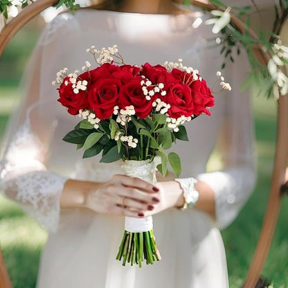 Artificial Roses 50PCS Large Velvet Silk Rose 4.14" Realistic Fake Flowers in Bulk for Flower Arrangement Wedding Centerpieces Home Party Decor (Red)