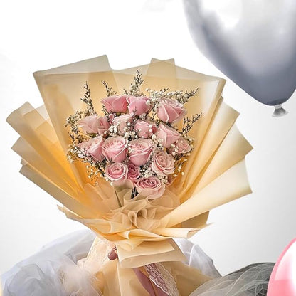 WRAPAHOLIC 20 Sheets Flower Wrapping Paper - 22.4 x 22.4 inch Pure Champagne Water-Resistant Floral Bouquet Wrapping Paper, Florist Supplies Packaging for Wedding Birthday Gift DIY