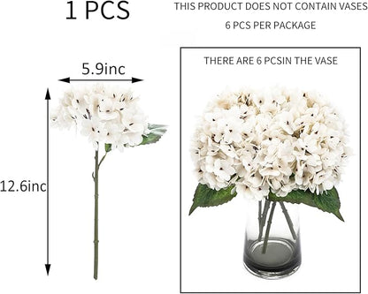 Kimura's Cabin 6pcs Fake White Flowers Artificial Silk Hydrangea Flowers Bouquets Faux Hydrangea Stems for Home Table Centerpieces Wedding Party Decoration(Lvory White)