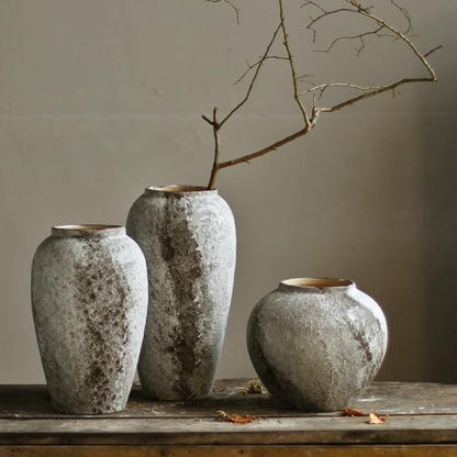 Denique Rustic Ceramic Tall Floor Vase, Vintage Farmhouse Decor, Large Terracotta Vases for Living Room Entryway Table Centerpiece Decor, Terracotta Pottery Clay(B-30cm)