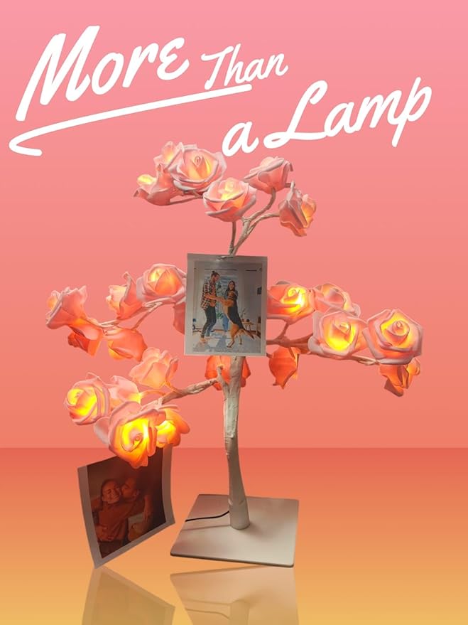 Rose Flower Tree Table Lamp – Elegant Adjustable Branch Night Light for Bedroom & Living Room – Christmas Gift & Holiday Home Décor