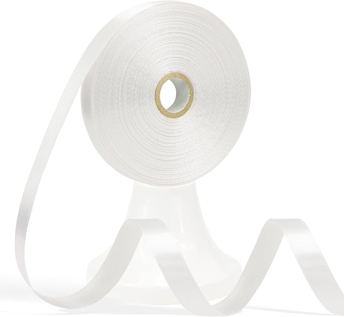 60 Yards White Ribbon 1/2 Inch, Solid White Satin Ribbon for Gift Wrapping, Crafts, Flower Bouquet, Wedding, Baby Shower, Festival, Christmas, Halloween