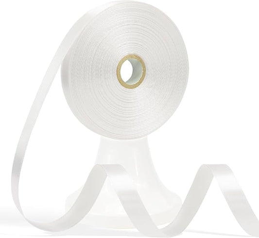 60 Yards White Ribbon 1/2 Inch, Solid White Satin Ribbon for Gift Wrapping, Crafts, Flower Bouquet, Wedding, Baby Shower, Festival, Christmas, Halloween