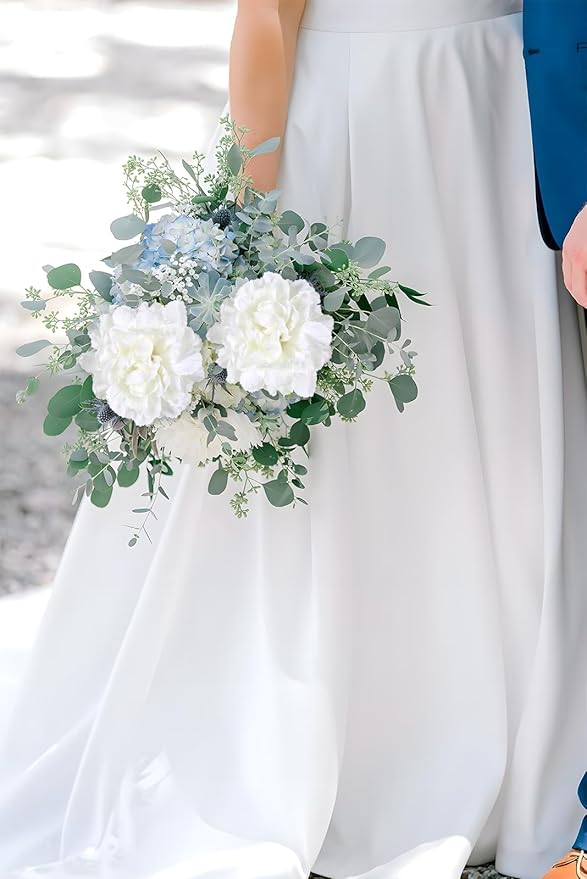 White Carnations Artificial Flowers 15PCS Carnations Flowers Silk Flowers 21.25in Fake Flowers for Wedding Home Table Centerpieces Floral Arrangements(White)