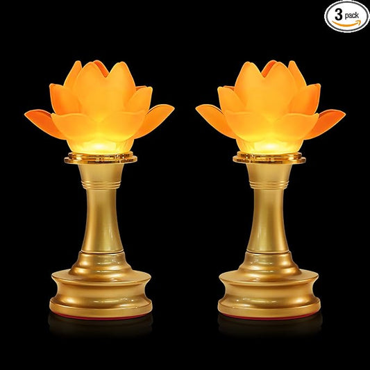 6.5inch 1 Pair-7 Color LED Lotus Flower Lamp - Lotus Buddhist Lamp Lights, Buddha Lamp Light with Adjustable Switch for Buddhist Occasions, Supplies Meditation