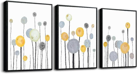 3 Piece Black Framed Abstract Watercolor Painting Wall Art For Living Room Bedroom Wall Hanging Decor Office Decor Wall Artwork Flowers Prints Pictures Kitchen Wall Decorations Bathroom Home Decor