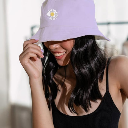 Sun Hat for Women Bucket Hat Cotton Reversible Summer Travel Beach Fishing Cap
