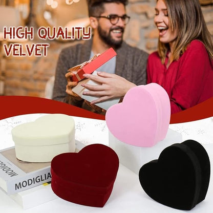 GnFlus Velvet Nesting Gift Boxes with Lids for Presents 4 Pack Pink Heart Shape Gifts Box for Arrangements Flowers Valentines Christmas Wedding Birthdays Bridesmaid Anniversary Party