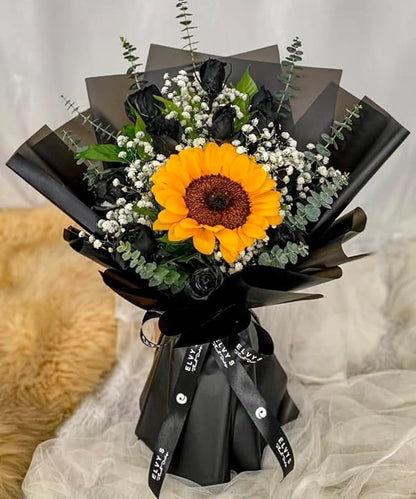 WRAPAHOLIC 20 Sheets Flower Wrapping Paper - 22.4 x 22.4 inch Pure Black Water-Resistant Floral Bouquet Wrapping Paper, Florist Supplies Packaging for Wedding Birthday Gift DIY