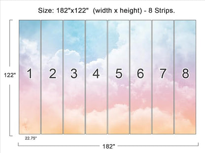 Cliouar-Wall Mural Wallpaper 3D Wallpaper Decorative Powder Cloud Bedroom Living Room Decor 182" x 122" (Not Self-Adhesive)