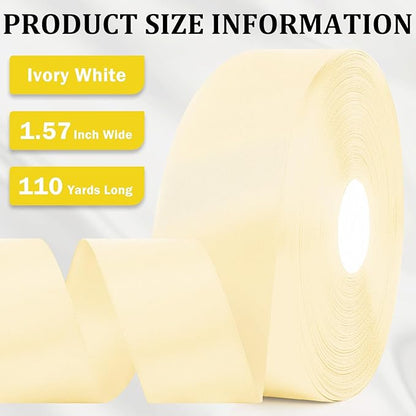XSEINO 110 Yards Ribbon,1 1/2 Inch Ivory White Satin Ribbon for Flower Bouquet, Gift Wrapping, Ribbons for Crafts, Hair Bows Making, Wedding Party Decoration, Sewing, Invitation Cards, Christmas