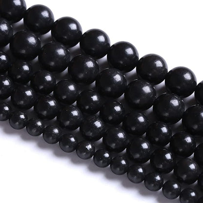 6MM 60PCS Natural Stone Shungite Beads Crystal Loose Beads for Jewelry Making DIY Bracelet