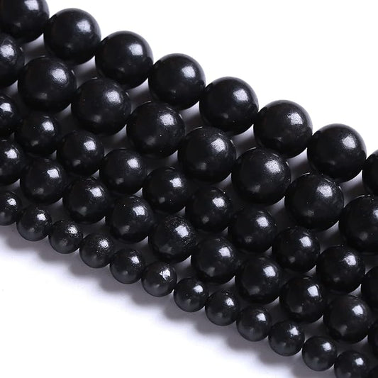 75PCS 10MM Natural Stone Shungite Beads Crystal Loose Beads for Jewelry Making DIY Bracelet