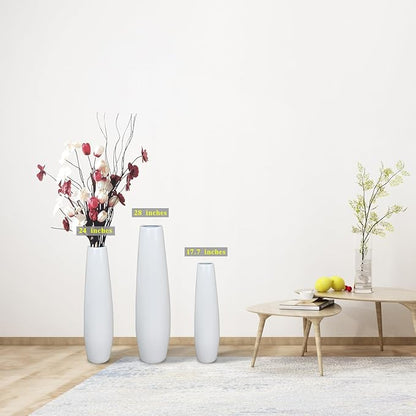 Ceramic White Floor Vase 28 Inches Tall Flower Holder Decorative Large Vases for Table Centerpieces Shelf Home Decor Living Room Branches Sky-Dried Flower Arrangement Simple Decorative