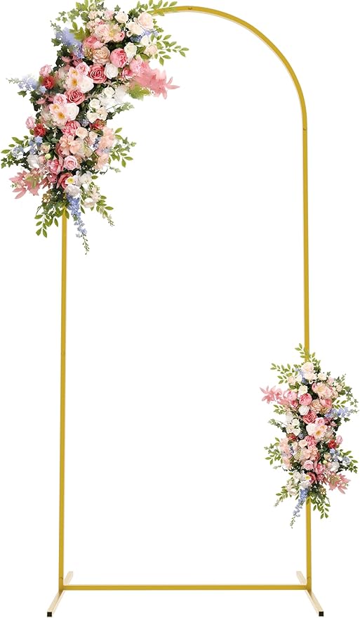 Asee'm 6FT Metal Arch Backdrop Stand Gold Arched Backdrop Frame for Wedding Party Ceremony Birthday Bridal Baby Shower Garden Floral Balloon Arch Decoration