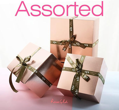 ROSEGLD 30 Gift Boxes 8x8x4 Inches With Lids, Bridesmaid Proposal Boxes for Light Weight Gifts (Glossy Rose Gold With Grass Texture)