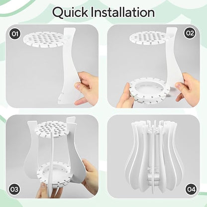 Wooden Vase for Lego Flowers - Wooden Vase for Lego Bouquet, Wood Vases Puzzle Set for LegoRoses Sunflower Tulips, Vases Kit for Artificial Bouquet Arrangement Home and Office Decoration (White)