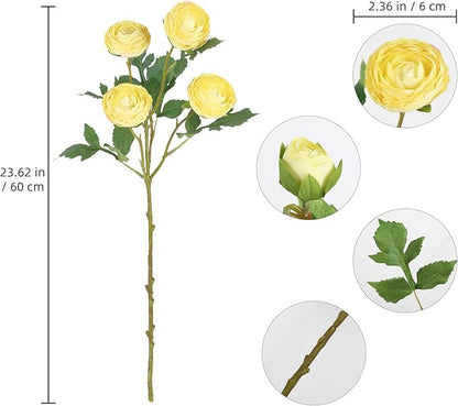 Yellow Ranunculus Artificial Flowers,3PCS 18 Heads Realistic Fake Peonies Faux Silk Ranunculus Flowers with Stems for Centerpieces Arrangements Wedding Party Home Decoration(Yellow)