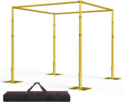 EMART 10ft Square Backdrop Stand Heavy Duty, Pipe and Drape Photo Background Support Kit, Adjustable Metal Frame with Flat Base for Wedding Birthday Party Decorations-Gold