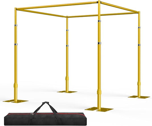 EMART 10ft Square Backdrop Stand Heavy Duty, Pipe and Drape Photo Background Support Kit, Adjustable Metal Frame with Flat Base for Wedding Birthday Party Decorations-Gold