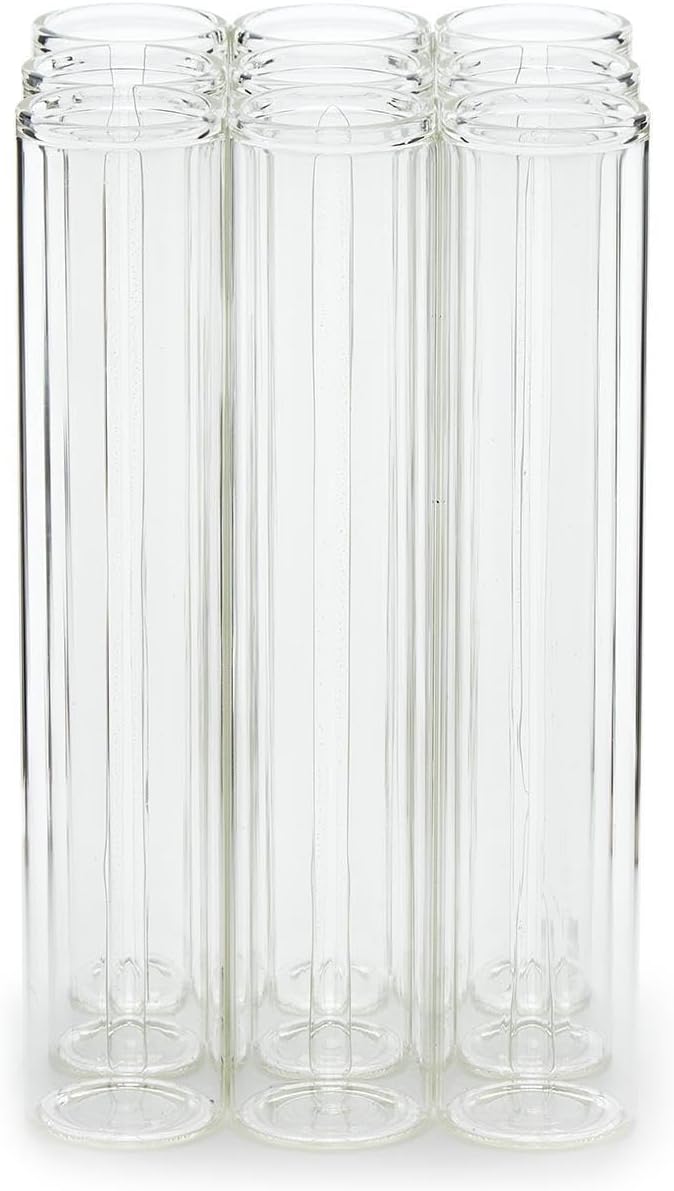 Two's Company Connected Tube Flower Vase, 6-Inch, Glass, Clear, Set of 9