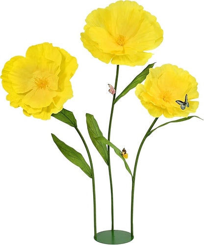 5.8 Ft Giant Artificial Flowers,Large Paper Flower,Huge Poppy Flowers Decoration for Wedding,Hotel,Office,Window Display and Home Farmhouse Decor(Yellow)