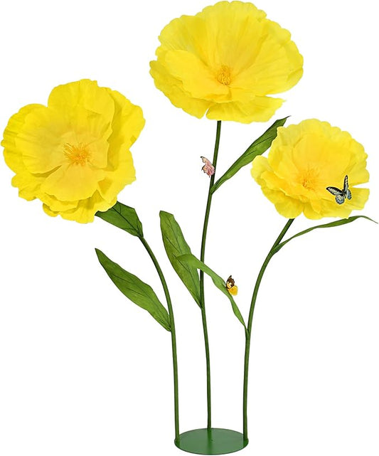 5.8 Ft Giant Artificial Flowers,Large Paper Flower,Huge Poppy Flowers Decoration for Wedding,Hotel,Office,Window Display and Home Farmhouse Decor(Yellow)