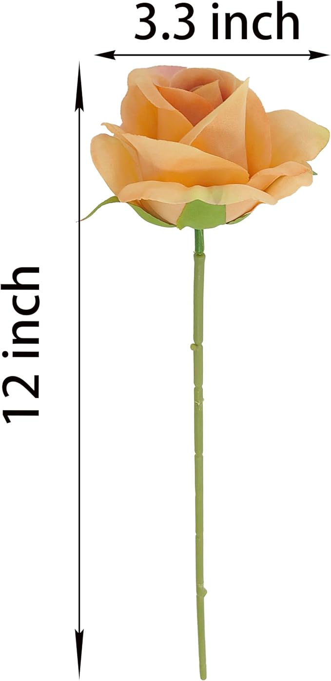 Artificial Light Coffee Satin Rose Flower Heads,42 Pcs Toffee Silk Rose Heads with Stems,3.5'' Rose Artificial Flowers Bulk,Artificial Brown Rose Flower Heads for DIY Crafts Bouquet (42, Toffee)