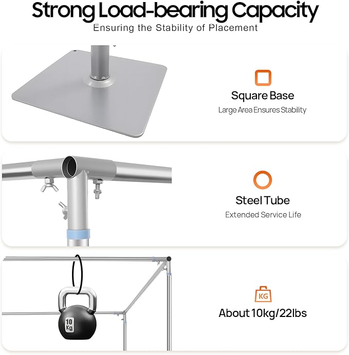 9.84ft Square Backdrop Stand Heavy Duty 4 Post Backdrop Stand Kit Pipe and Drape Photo Background Support Kit Party Back Drop Adjustable Stand Adjustable Metal Frame with Flat Base