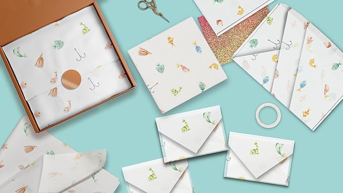 Pro Supply Global Fishing Printed Tissue Paper for Birthday Party Gift Bags or Boxes and Wrapping - Bulk Decorative Art Tissue Paper for Packaging and Gifting | 24 Sheets 20" x 30"