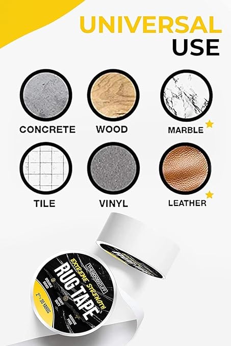 The Good Stuff Double Sided Carpet Tape [2 Inch x 10 yd] Secure Area Rugs to Carpets, Laminate, and Hardwood Floors, Easy to Remove and Restick Without Residue or Damage to Rug or Floor